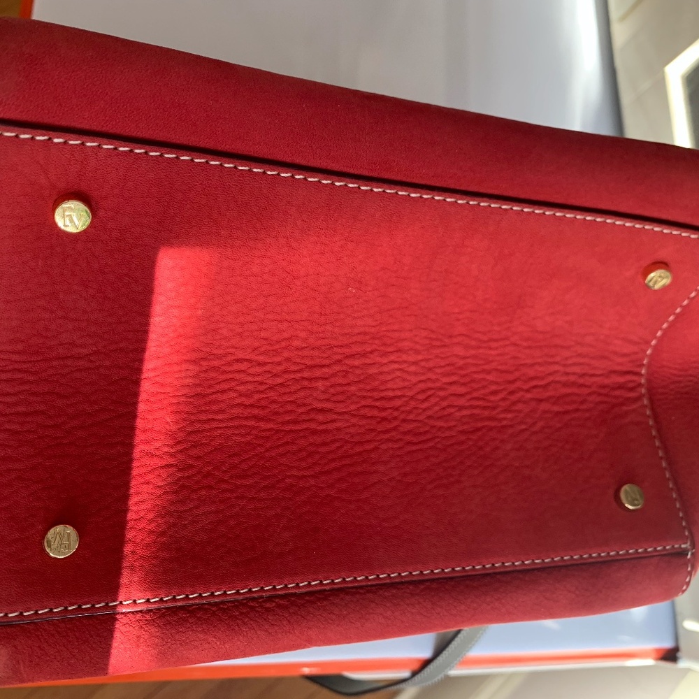 Frances Valentine "Sabrina" Satchel in Red Nubuck w/ Chocolate 🍫Accents - Picture 7 of 15